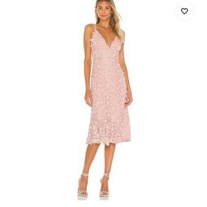 NWT Majorelle Winnow Midi Dress Baby Pink with Floral Applique